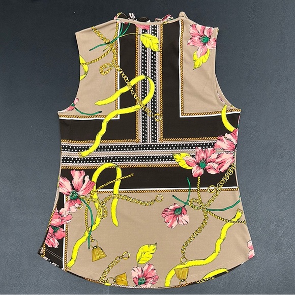 New York & Company Floral Keyhole Blouse - Brown and Pink - Picture 7 of 7